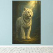 Moonlit White Tiger – Fine Art Portrait Canvas Afdruk (Insitu (Houten vloer))
