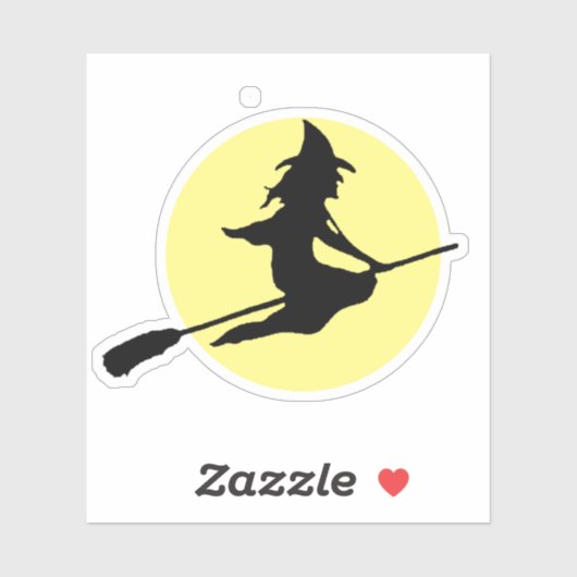 Moonlit Witch op Broom silhouet Sticker (Vel)