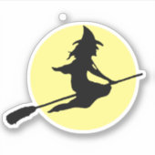 Moonlit Witch op Broom silhouet Sticker (Voorkant)
