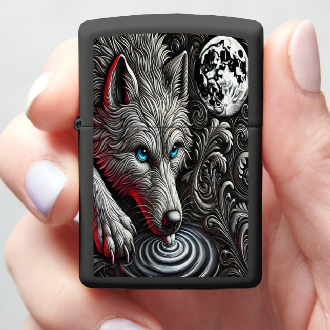 Moonlit Wolf's Reflection Art (In Hand)