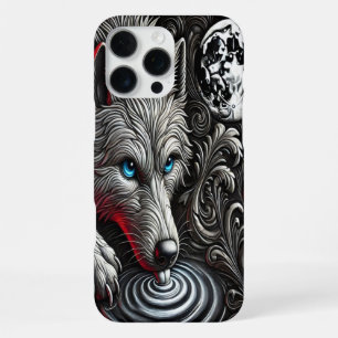 Moonlit Wolf's Reflection Art iPhone 16 Pro Max Hoesje