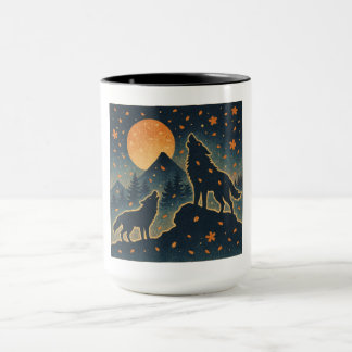 Moonlit Wolves & Mount Fuji – Japanese Night Art Mok