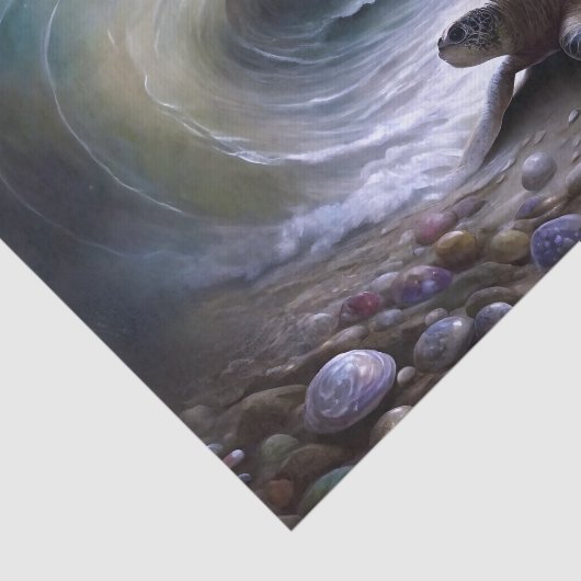 Moonlit Zee Turtle Ocean Wave Decoupage Tissuepapier (Detail)