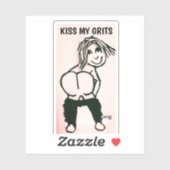 MOONONING BUTT KISS MON GRITS FILLE STICKER PERSON (Feuille)