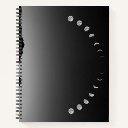 Moonphase gevoerd notitieboek monochrome stijl