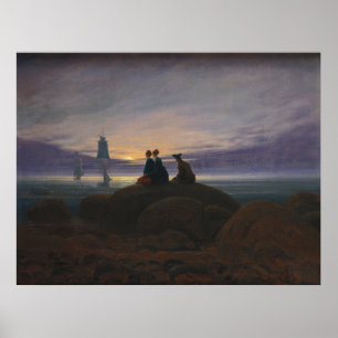 Moonrise door het Zee (door Caspar David Friedrich Poster
