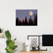Moonrise Early Winter | Anchorage, Alaska Poster (Thuiskantoor)