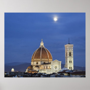 Moonrise en Florence Cathedral, Basilica di Poster