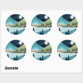 Moonrise Lake Ronde Sticker (Vel)