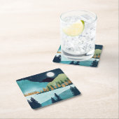 Moonrise Lake Vierkante Kartonnen Onderzetter (Insitu)