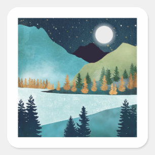 Moonrise Lake Vierkante Sticker