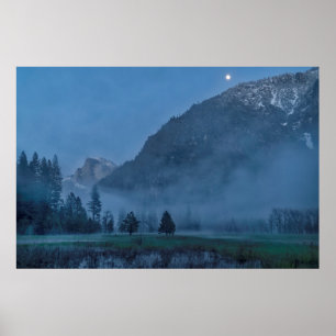 Moonrise & Mist Over Leidig Meadow Poster