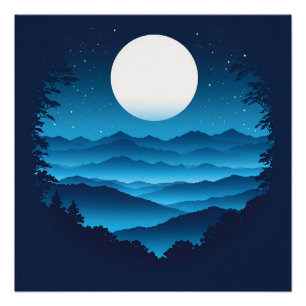 Moonrise over de Blue Ridge Perfect Poster