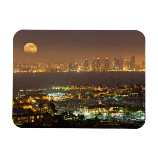 Moonrise over de San Diego skyline Magneet (Horizontaal)