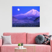 Moonrise Over Mt. Hood Oregon in Winter Canvas Afdruk (Insitu (Woonkamer))