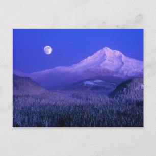 Moonrise over Mt Hood winter, Oregon Briefkaart