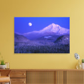 Moonrise over Mt Hood winter, Oregon Canvas Afdruk (Insitu (Woonkamer))
