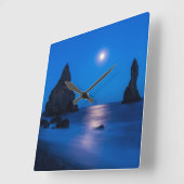 Moonrise Reflection | IJsland, Reynisdrangur Vierkante Klok (Hoek)