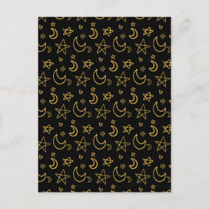 Moons and Stars Gold Pattern Briefkaart