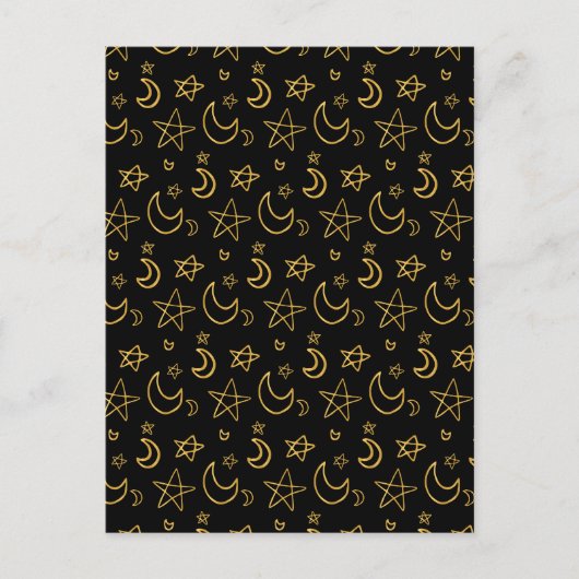 Moons and Stars Gold Pattern Briefkaart (Voorkant)