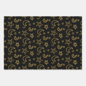 Moons and Stars Gold Pattern Inpakpapier Vel (Voorkant 2)