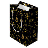 Moons and Stars Gold Pattern Medium Cadeauzakje (Achterkant Gekanteld)