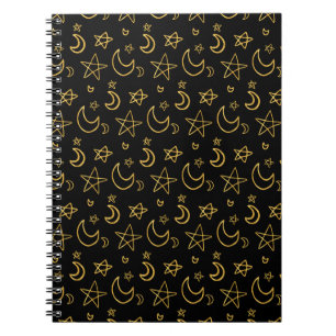 Moons and Stars Gold Pattern Notitieboek