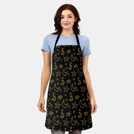 Moons and Stars Gold Pattern Schort (Gedragen)