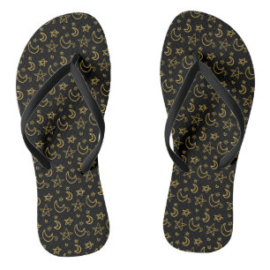 Moons and Stars Gold Pattern Teenslippers