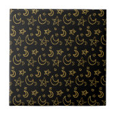 Moons and Stars Gold Pattern Tegeltje (Voorkant)