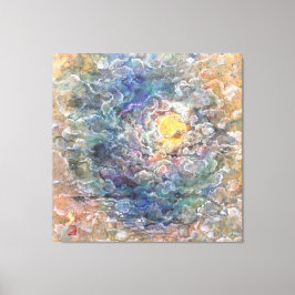 Moon's Journey Through Ethereal Clouds Canvas Afdruk
