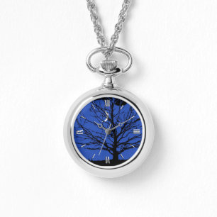 Moonscape in Cobalt Blauw en Zwart Vrouwen Horloge
