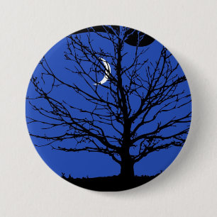 Moonscape in Cobalt Blue en Black Ronde Button 7,6 Cm