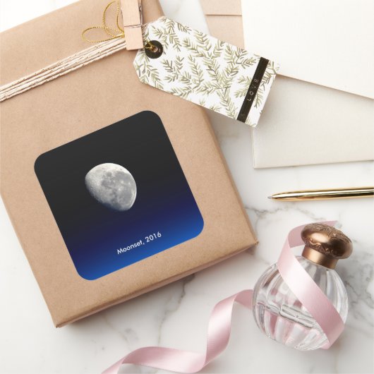 Moonset, International Space Station, 2016 Vierkante Sticker (Geschenken)