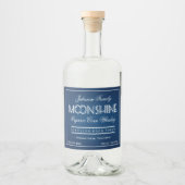 Moonshine Blauw en Wit Likeurfles Etiket (Voorkant)