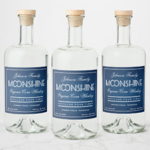 Moonshine Blue en White Likeurfles Etiket