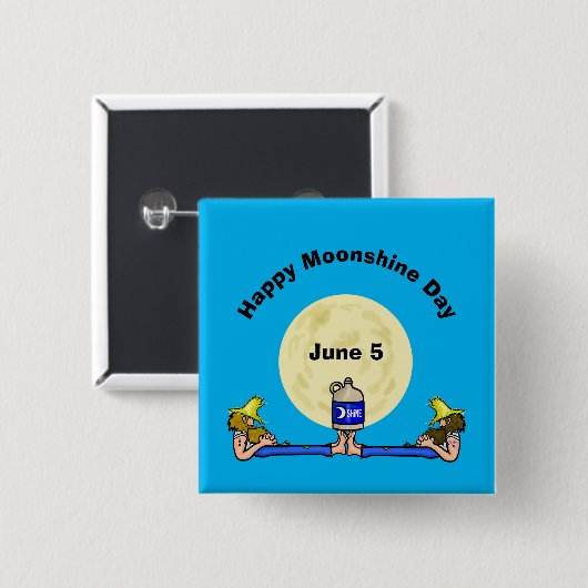 Moonshine Day Square Button met 2 Hillbillies (Voorkant /achterkant)