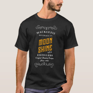Moonshine Distillers Elke naam Gold Text Scroll T T-shirt