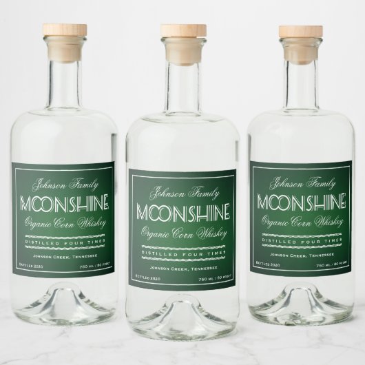 Moonshine Emerald Groen en Wit Likeurfles Etiket (Flessen)