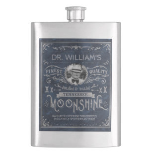 Moonshine Hillbilly Medicine  Custom Blue Heupfles