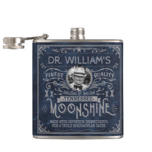 Moonshine  Hillbilly Medicine Custom Blue Heupfles