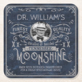 Moonshine Hillbilly Medicine Custom Blue Vierkante Kartonnen Onderzetter (Voorkant)