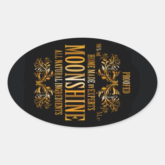 Moonshine-label Ovale Sticker (Voorkant)