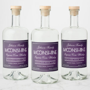Moonshine Paarse en wit Likeurfles Etiket