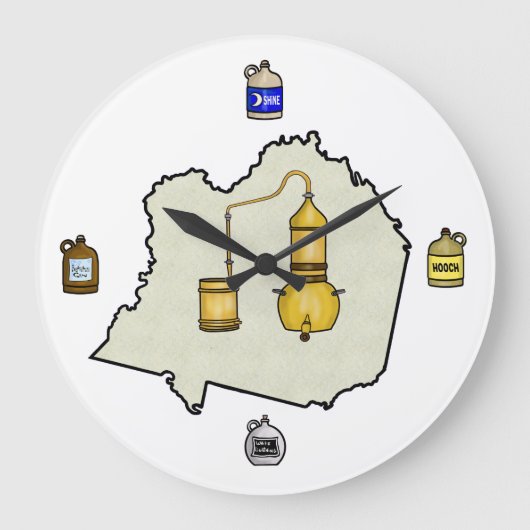 Moonshine still en Jugs Wall Clock                Grote Klok (Voorkant)