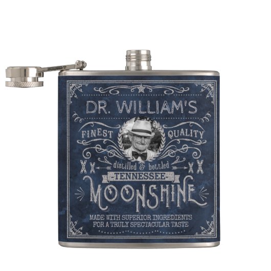 Moonshine Vintage Hillbilly Geneesmiddelen Custom Heupfles (Geopend)