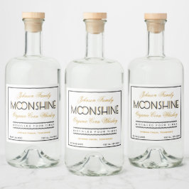 Moonshine Whiskey Zwart en Gouden Likeurfles Etiket