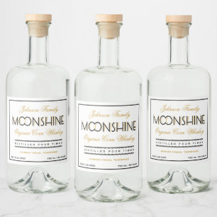 Moonshine Whiskey Zwart en Gouden Likeurfles Etiket