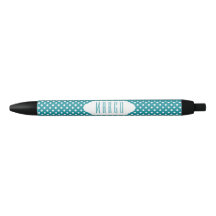 Moonstone bleu/turquoise & blanc pois stylo person