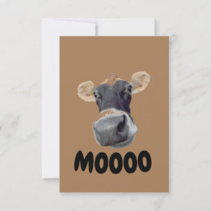 MOOO, Carte de remerciements à visage de vache